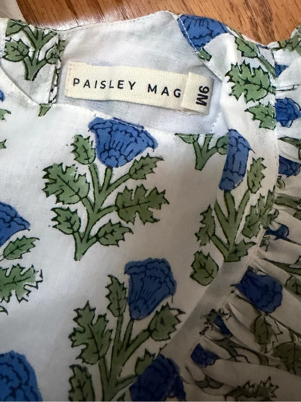 Paisley Magic Floral Baby Romper in Blue & Green